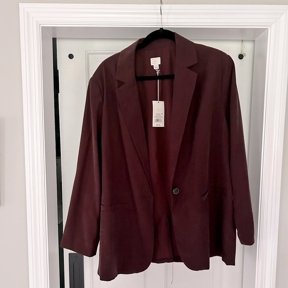 L Burgundy oversized Blazer